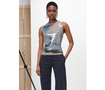 Nage Abstract-print Sequinned Top