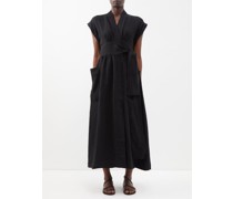 Clarissa Waist-tie Linen Midi Dress