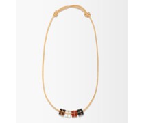Diamond, 18kt Rose-gold & Leather Necklace