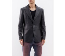 Peak-lapel Leather Jacket