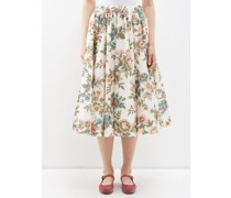 Alice Floral-print Upcycled Cotton Midi Skirt