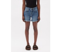 Comet Mid-rise Long Organic Cotton Denim Shorts