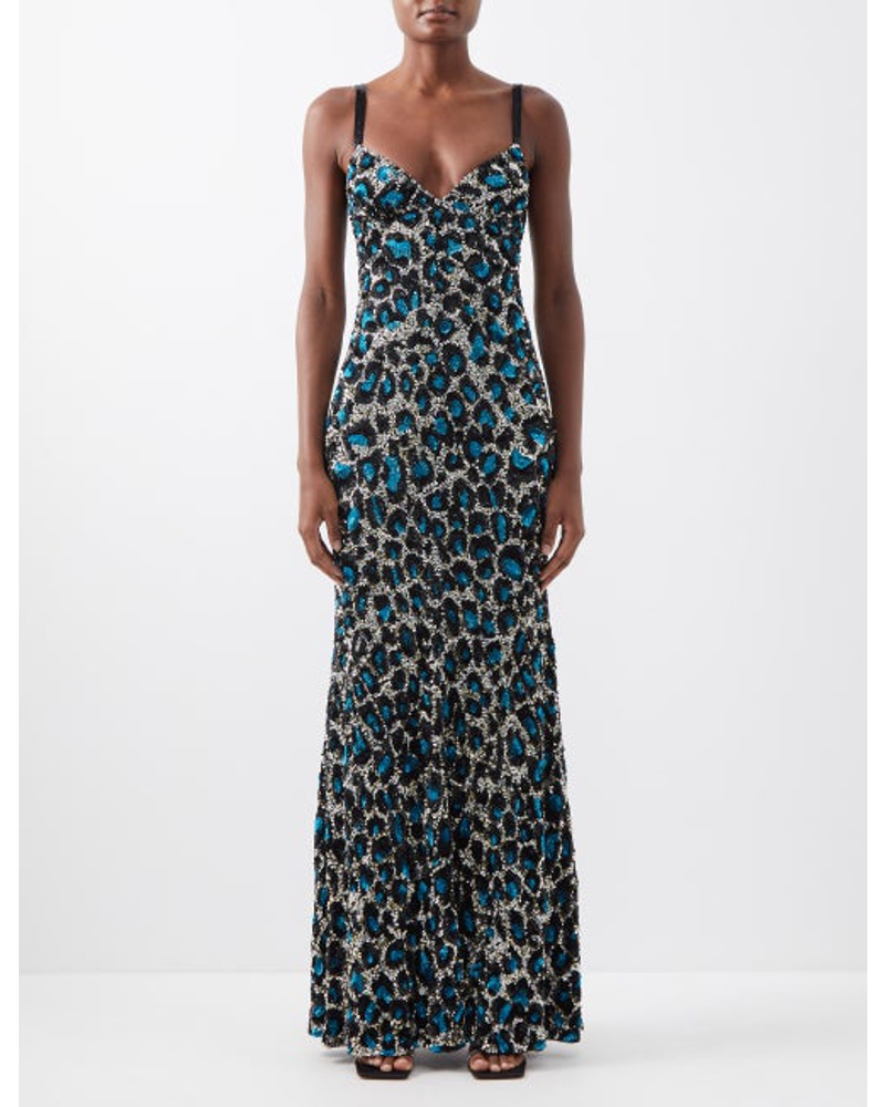 ASHISH Damen Leopard-print Sequinned Georgette Gown