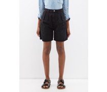 Maritzy Pleated Denim Wide-leg Shorts