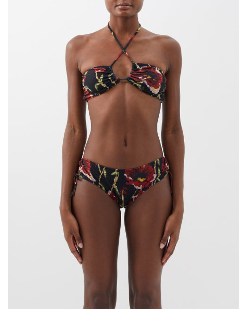 Norma Kamali Damen Jason Floral-print Halterneck Bikini Top