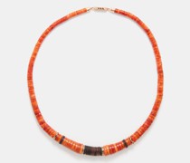 Coral, Coconut-shell & 18kt Rose Gold Necklace