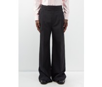 High-rise Pleated Wool Wide-leg Trousers
