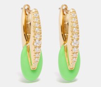 Ada Diamond, Enamel & 18kt Gold Huggie Earrings
