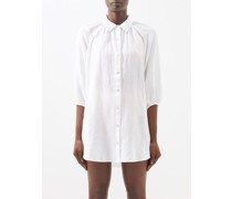 La Ponche Gathered Linen And Cotton-voile Shirt