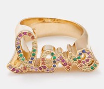 Love Sapphire & 14kt Gold Script Ring