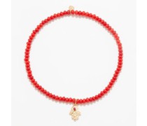 Hamsa Diamond, Ruby, Coral & 14kt Gold Bracelet