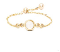 June Diamond, Moonstone & Gold Chain Ring