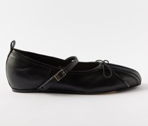 Pleated Leather Ballet Flats