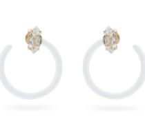 Tendril Crystal, 9kt Rose-gold & Enamel Earrings