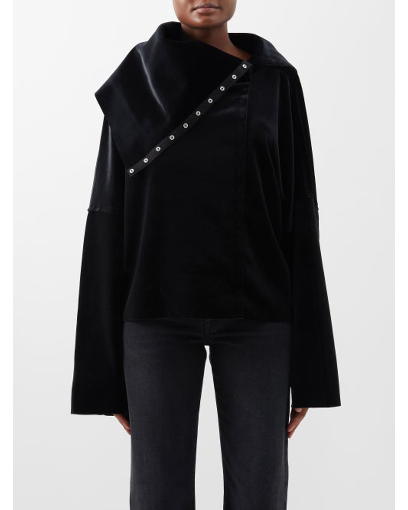 Norma Kamali Damen Oversized Snap-fastening Velvet Jacket