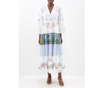 Kendima Vintage Patchwork Cotton Midi Dress