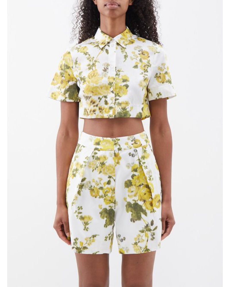 Erdem Damen Vacation Afrodite Cropped Cotton Shirt