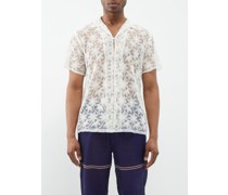 Floral-embroidered Mesh Shirt