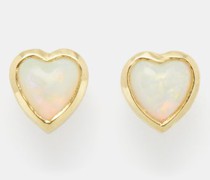 Heart Opal & 18kt Gold Earrings