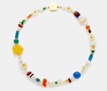 August Beaded 14kt Gold-plated Necklace