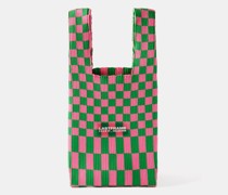 Ichimatsu Small Checked Knit Tote Bag