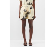 Zurich Coral-print Silk Shorts