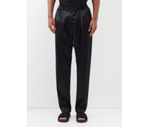 Conrad Pleated Silk-satin Trousers