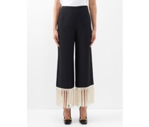 Tulum Fringed Crepe Cropped Trousers