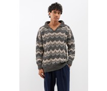 Chevron-knitted Cotton Sweater