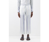 Cropped Fade-stripe Silk Trousers