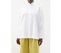 Dip-hem Cotton-poplin Trapeze Shirt