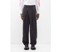 Pinstripe Pleated Cotton-twill Trousers