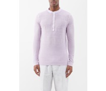 Linen-jersey Henley Top
