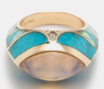Diamond, Opal, Turquoise & 14kt Gold Ring