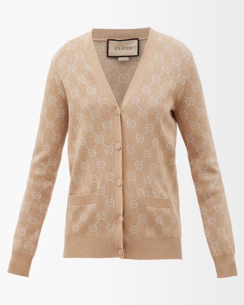 Gucci Damen Gg-monogram Metallic Cotton-blend Cardigan