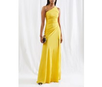One-shoulder Gathered Crepe Gown