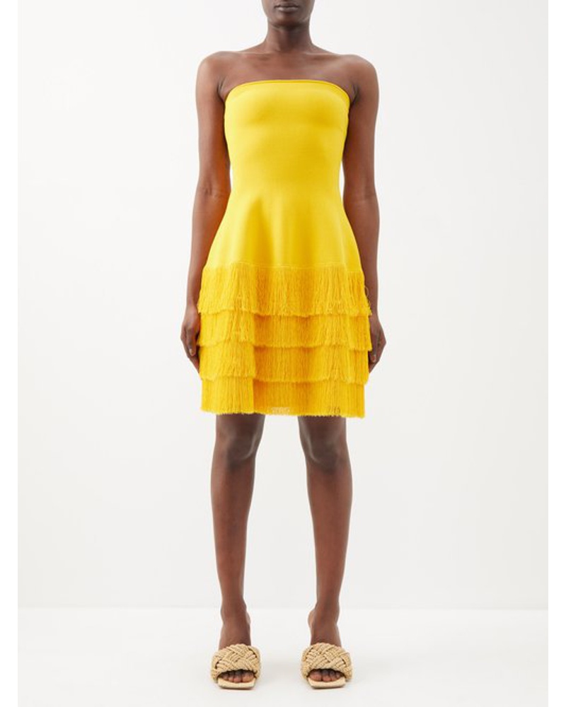 Proenza Schouler Damen Strapless Fringed Jersey Mini Dress