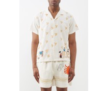 Farm-embroidered Cotton Short-sleeved Shirt