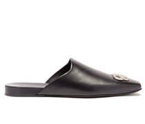 Cosy Bb-plaque Leather Backless Loafers