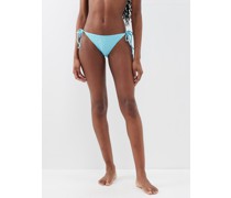Logo-flocked Side-tie Towelling Bikini Briefs
