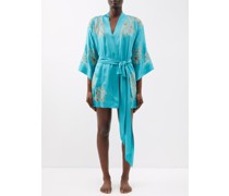 Embroidered-lace Silk-satin Robe