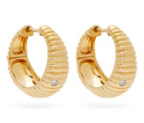 Ridged Diamond & 9kt Gold Hoop Earrings