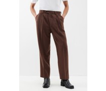 Pleated Camel-flannel Trousers