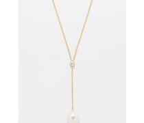 Diamond, Pearl & 14kt Gold Necklace