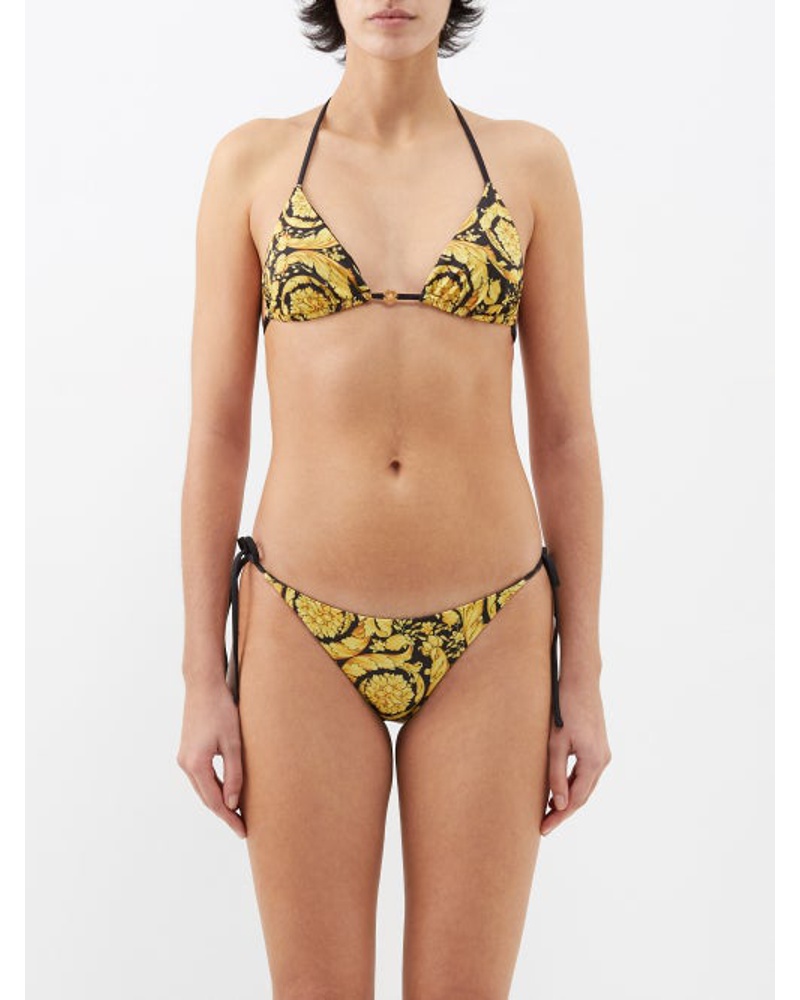 Versace Damen Baroque-print Triangle Bikini Top