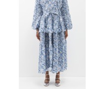 Paula Floral-print Tiered Cotton Midi Skirt