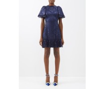 Midnight Tremors Metallic Floral-lace Mini Dress