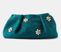 Medium Shell-embellished Sisal Clutch Bag