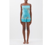 Lace-insert Silk-satin Slip Dress