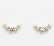 Diamond & 14kt Gold Curved Stud Earrings
